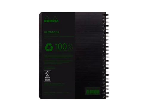 Notitieboek Rhodia Greenbook A5 lijn 6-gaats 180 pagina's 90gr zwart