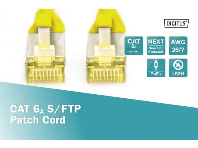 CAT 6A S-FTP patchkabel Cu LSZH AWG 26/7 Lengte 2m Geel