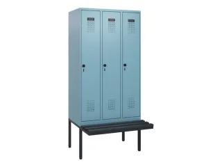 locker met bank,HxBxD 1950x900x815mm,3vak,vak B 300mm,draaigrendel - 2