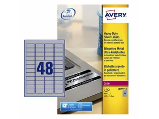 Inventaris Etiket Avery L6009-20 45.7x21.2mm Zilver 960 stuks - 1