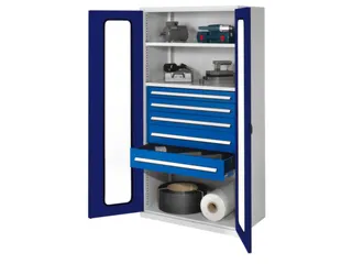 Materiaalkast Vensterdeuren 1950x1000x600mm 2legborden 5laden Slot - 1
