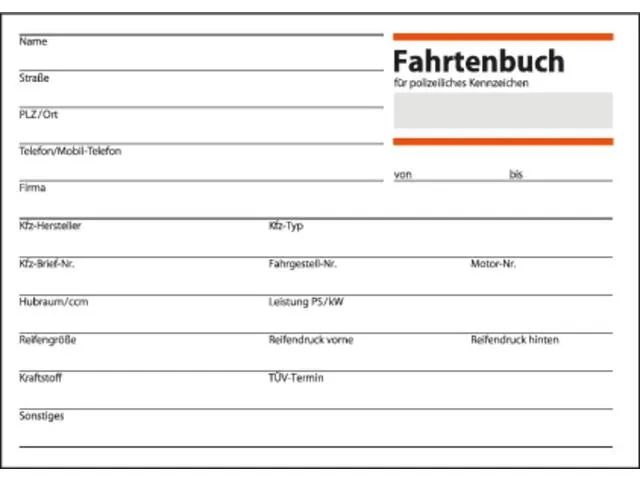 Autologboek voor auto's in het handige formaat A6 liggend, erkend door