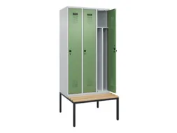 locker met bank,voor scheiding van kleding,HxBxD 2120x900x815mm,3vak