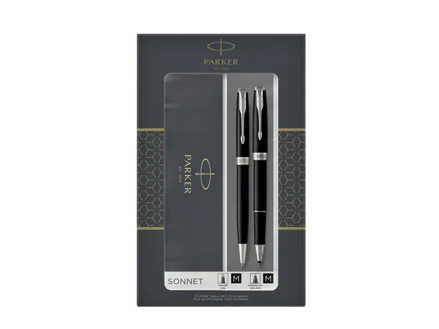 Balpen en Rollerpen Parker Sonnet black lacquer CT medium