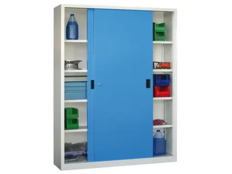 schuifdeurkast,HxBxD 1950x1500x600mm,RAL7035,front RAL3000