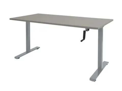 Dextro Slinger Bureau Zit-sta T-poot 160x80 Licht Grijs 25mm Alu