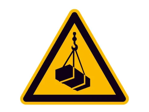 waarschuwingsbord,v. binnen/buiten,Waarschuwing voor hangende last,PVC