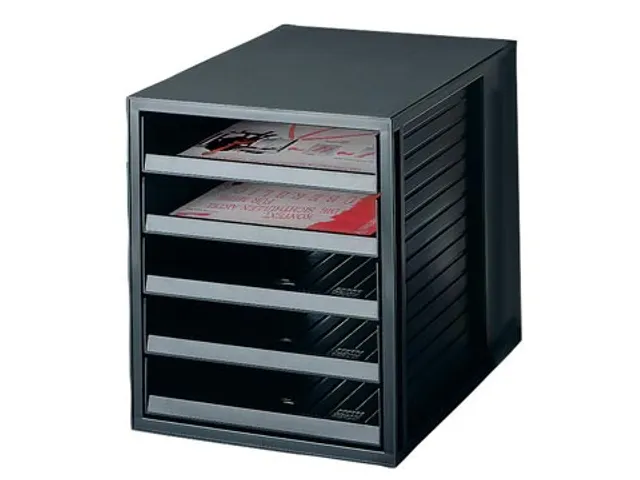 Han Ladenblok met 5 Laden Open, Zwart