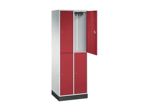 Dubbeldekse garderobekast,RAL 7035/RAL 3003,HxBxD 1950x620x500mm