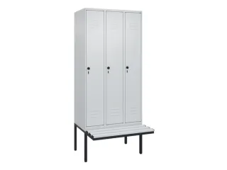 locker met bank,HxBxD 2120x900x815mm,3vak,vak B 300mm,draaigrendel - 1