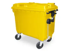 Vuilcontainers,660l,romp HDPE geel,HxBxD 1165x1265x775mm,4zwenkwielen