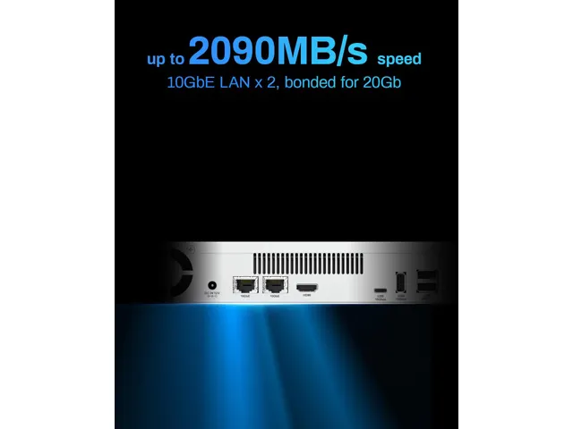 Terramaster U4-500 1U rackmount NAS 4-bay Backup Server 10GbE poorten