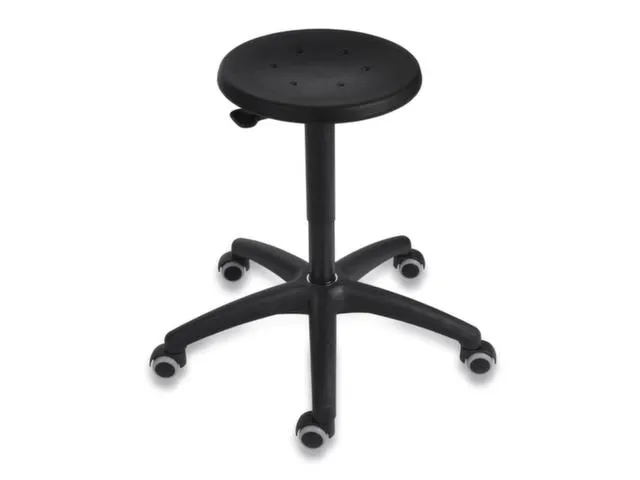 Draaikruk 420-610mm Pu-Zitting Zwart Gasveer Zwart Voetkruis Wielen