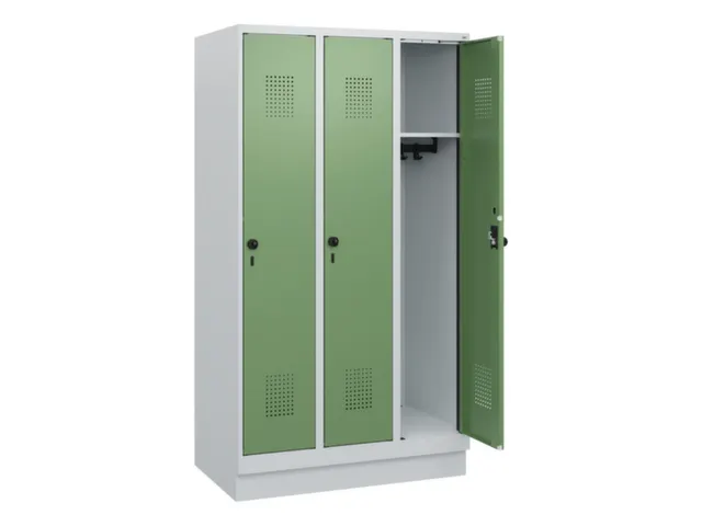 schoollocker,HxBxD 1630x900x500mm,3vak,vak B 300mm,draaigrendel,sokkel