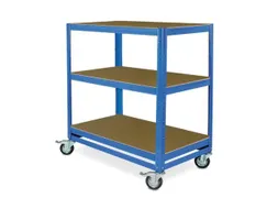 Etagewagen,Draagverm. 150Kg,3Etage(S),Houten Legbordetage,Blauw