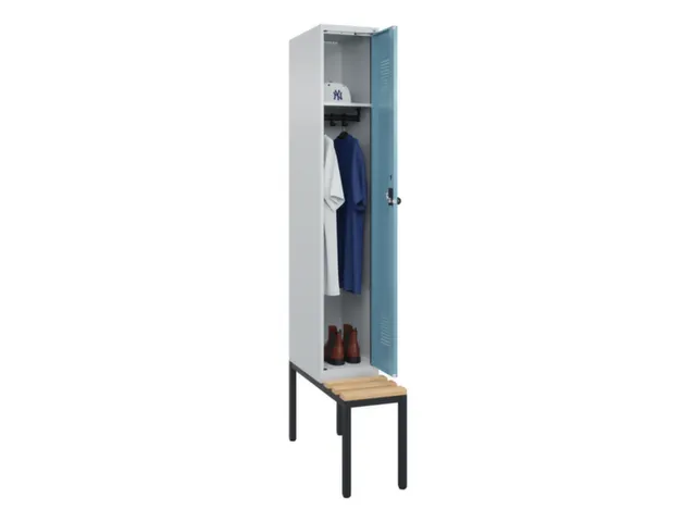 locker met bank,HxBxD 2120x300x815mm,1vak,vak B 300mm,draaigrendel