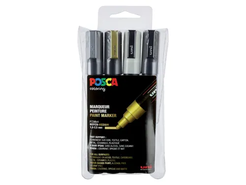 Verfstift Posca PC5M Medium Punt 1,8-2,5mm Assorti Set à 4 Stuks