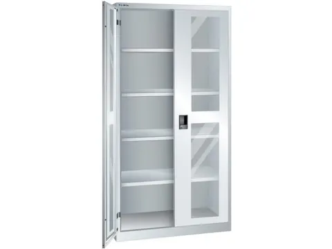 vitrinekast 1950x1000x580mm 4xStalen bodem key lock sokkel RAL7035