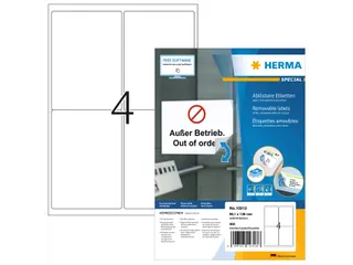 HERMA 10313 Verwijderbare Adresetiket A4 99,1x139mm Wit 400 stuks - 1