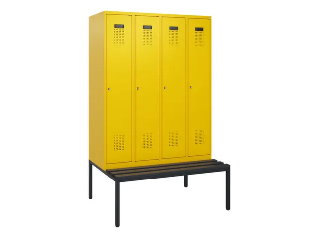 locker met bank,HxBxD 1950x1200x815mm,4vak,vak B 300mm,cilinderslot