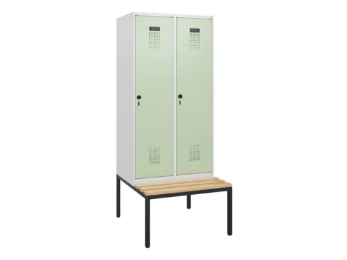 locker met bank,HxBxD 1950x800x815mm,2vak,vak B 400mm,draaigrendel