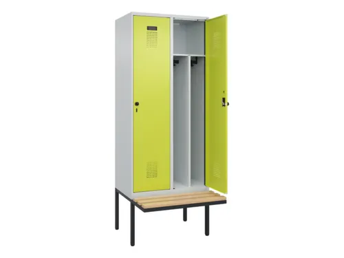 locker met bank,voor scheiding van kleding,HxBxD 2120x800x815mm,2vak