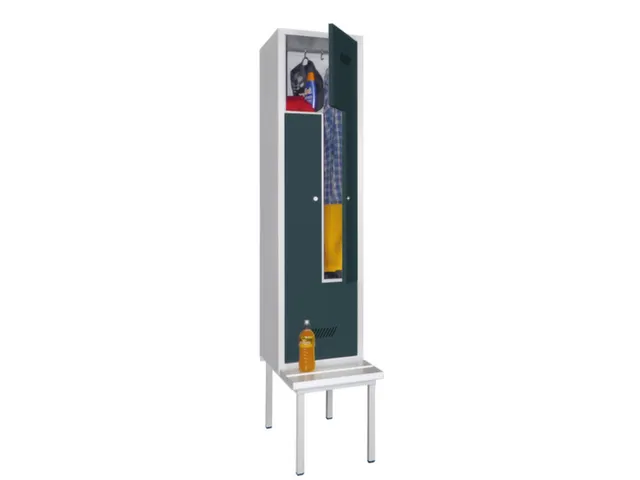 Z-garderobekast,HxBxD 2100x400x800mm,vak B 400mm,RAL7035,front RAL3000