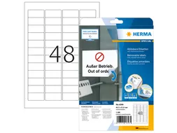 HERMA 4346 Verwijderbare etiketten A4 45,7x21,2mm Wit 1200 stuks