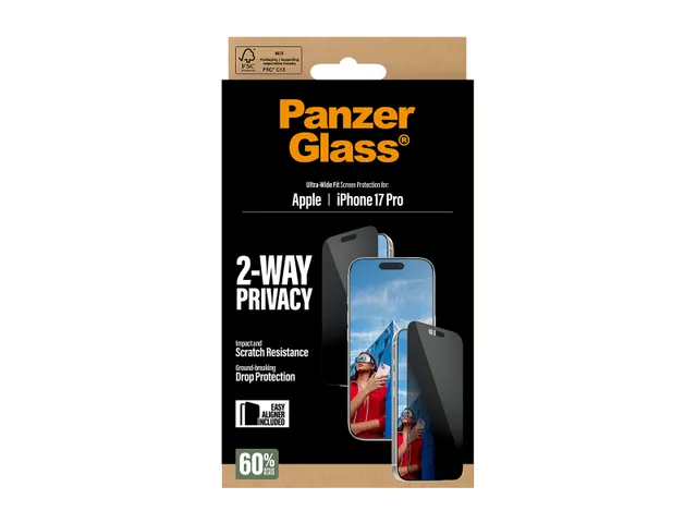 PanzerGlass 2-Way Privacy Screen Protector iPhone 17 Pro | Ultra-Wi