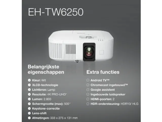 Projector Epson TW6250 4K PRO-UHD-projector Wit