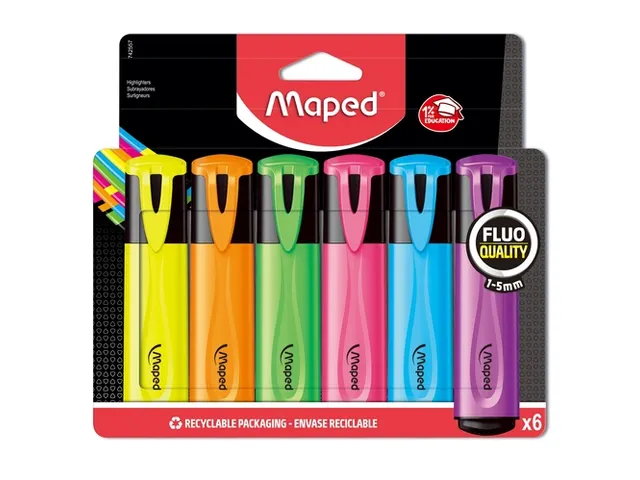 Markeerstift Maped Fluo'Peps set à 6 standaard kleuren