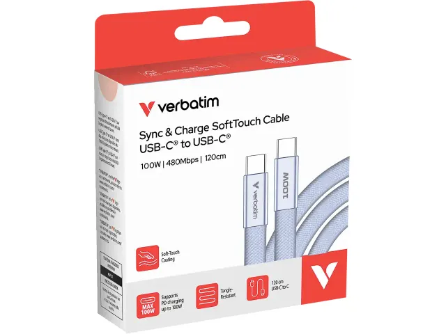 30278 VERBATIM Softtouch Kabel USB-C USB-C 1,20m 100 W lila 480Mbit/s