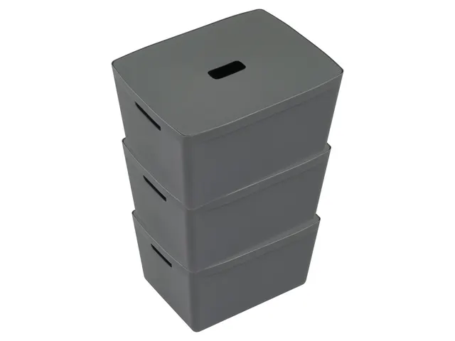 Boîte de rangement Kangaro 28 litres + couvercle anthracite 3 pièces