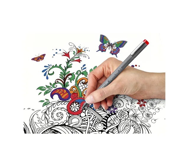 Fineliner Staedtler Pigment 308 zwart set 4+2 gratis 0.05-0.8mm