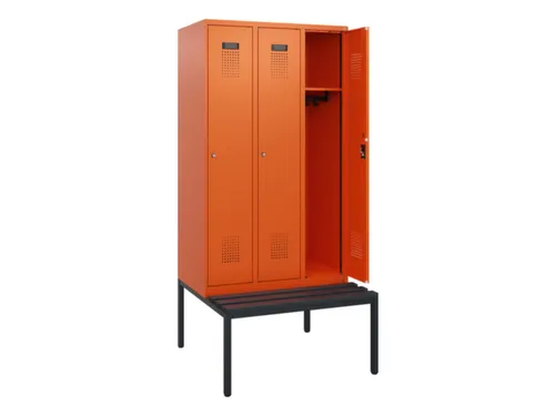 locker met bank,HxBxD 1950x900x815mm,3vak,vak B 300mm,cilinderslot