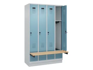 locker met bank,HxBxD 1950x1200x815mm,4vak,vak B 300mm,draaigrendel - 1