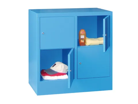 lockerkast,HxBxD 855x800x500mm,2x2vakken,RAL7035,front RAL5010