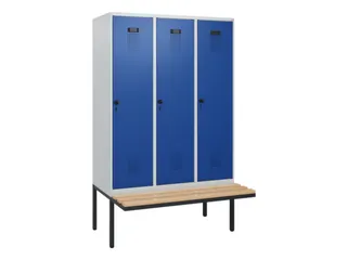 locker met bank,HxBxD 1950x1200x815mm,3vak,vak B 400mm,draaigrendel - 2