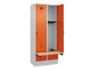 locker met bank,HxBxD 1950x800x815mm,2vak,vak B 400mm,draaigrendel - 1