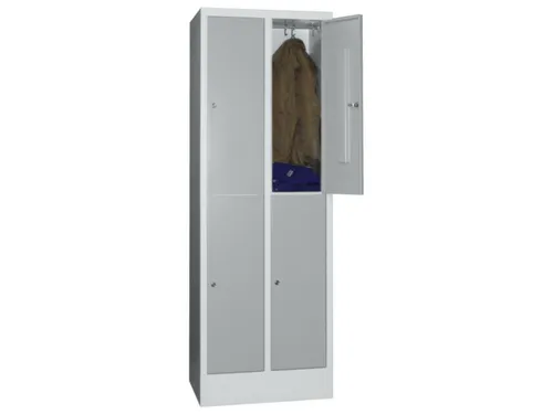 lockerkast,HxBxD 1850x600x500mm,2x2vakken,RAL7035,front RAL3000