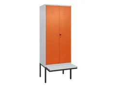 PBM-locker met bank,HxBxD 2120x800x815mm,2vak,vak B 400mm,draaigrendel