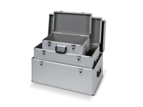 Set aluminium transportboxen,25/65/100l,zilverkleurig