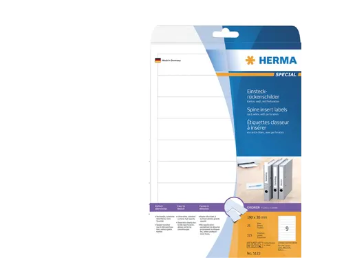 Herma 5122 Ordner Rug-insteekkaart smal 190x30mm Wit 225 stuks