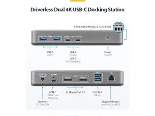 StarTech USB-C Docking Station 2x DP 4K60, 1GbE, 100W PD - 3