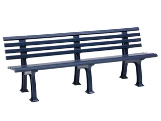 Kunststofbank 740x2000x380mm Zit H 440mm 9 Latten 3 Pootstellen Blauw - 3