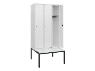 locker met bank,HxBxD 1950x900x815mm,3vak,vak B 300mm,cil.-slot - 2