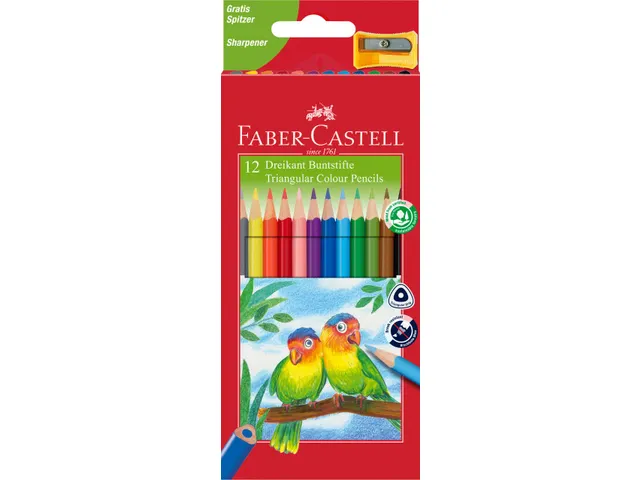 Kleurpotlood Faber-Castell driekant kartonnen etui á 12 stuks