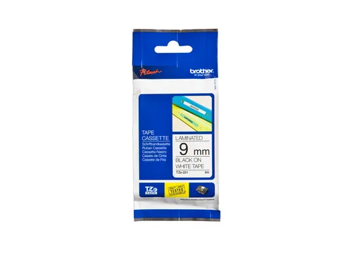 Labeltape Brother P-touch TZe-221 standaard 9mm zwart op wit