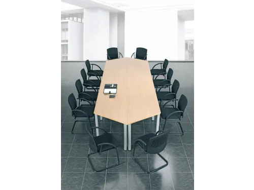vergadertafel HxBxD 72x80x52cm trapezium Esdoorn 4voeten Alu