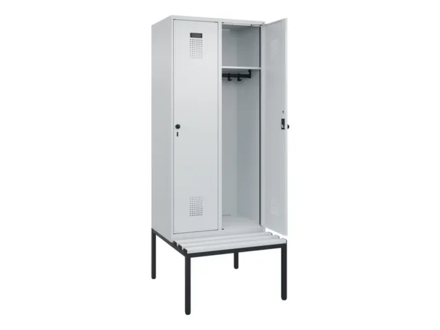 locker met bank,HxBxD 2120x800x815mm,2vak,vak B 400mm,draaigrendel
